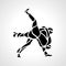 Judo fighters round pictogram or logo. Martial arts icon