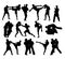 Judo and Free Boxing Silhouettes, art vector design