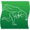 Judo wrestler line icon of a set on white background. Vector illustration