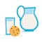 Jug and glass of milk and cookies.