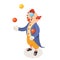 Juggler clown isometric circus joke fun party character isolated cartoon design vector illustration