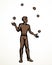 Juggler juggles balls. Vector drawing