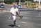 Juggler juggling in traffic in South Africa.