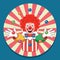 Juggling circus clown, vector