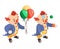Juggling funny performance isometric circus balloons party fun carnival juggler clown character icon isolated 3d flat