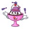 Juggling ice cream sundae mascot cartoon