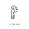 Juggling linear icon. Modern outline Juggling logo concept on wh