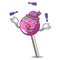 Juggling lollipop with sprinkles mascot cartoon