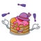 Juggling pancake with strawberry mascot cartoon