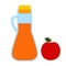 Juice bottle and apple flat simple illustration