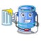 With juice cylinder bucket with handle on cartoon