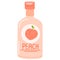 Juice drink in glass bottle. Cold fruit lemonade, summer refreshment. Fresh peach flavored beverage