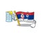 With juice flag serbia mascot shaped on cartoon