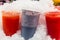 Juice fruit in pots on ice