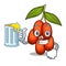 With juice jujube fruit in the shape mascot