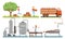 Juice Production Process, Apples Harvesting, Washing, Sorting, Crushing Automated Line Vector Illustration