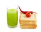 Juice,tomato,pepper and bread