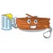 With juice wooden boat sail at sea character