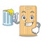 With juice wooden cutting board mascot cartoon