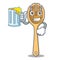 With juice wooden fork mascot cartoon