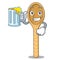 With juice wooden spoon mascot cartoon