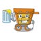 With juice wooden trolley mascot cartoon