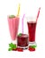 Juices and smoothies made of raspberry, currant, blueberry isola