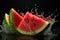 Juicy allure watermelons sweetness intensified by a playful water splash