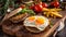 Juicy appetizing burger sesame seeds, a beef , closeup egg and vegetables cooked american