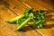 Juicy beans. ripe green peas on wooden boards