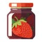 Juicy berry preserves in organic glass jar