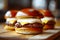 Juicy Cheeseburger on Wooden Board.