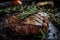 Juicy and delicious beef steak. Tempting sirloin grilled. Serving size. Fine dining menu. AI Generative