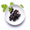 Juicy delicious blackcurrant lies on beautiful plate, Ai generated