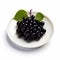 Juicy delicious blackcurrant lies on beautiful plate, Ai generated