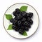 Juicy delicious blackcurrant lies on beautiful plate, Ai generated