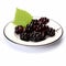 Juicy delicious blackcurrant lies on beautiful plate, Ai generated