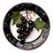 Juicy delicious blackcurrant lies on beautiful plate, Ai generated