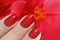 Juicy fashion bright red manicure.