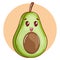 juicy fresh tender avocado cartoon character design
