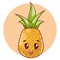 juicy and fresh tender pineapple cartoon character design