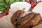 Juicy and fresh traditional Romanian pork ribs chops or