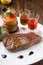 Juicy freshly grilled steak served with chili sauce and vegetables