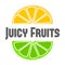 Juicy fruits logo color illustration isolated on white background