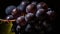Juicy grape bunch reflects nature freshness in close up still life generated by AI