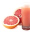 Juicy grapefruit and juice glass.