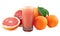 Juicy grapefruit , oranges and juice glass.
