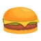 Juicy grilled burger icon cartoon vector. Pork melted meal
