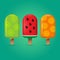 Juicy ice cream, Funny Summer vector.