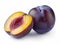 Juicy Indulgence: One and a Half Blue Plums Isolated on a White Background